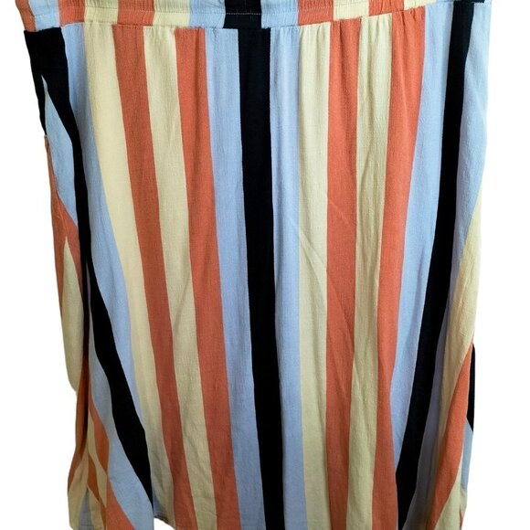 1080)LuLaRoe Blue Peach Striped Tie Waist Skirt Size XL - Picture 2 of 8